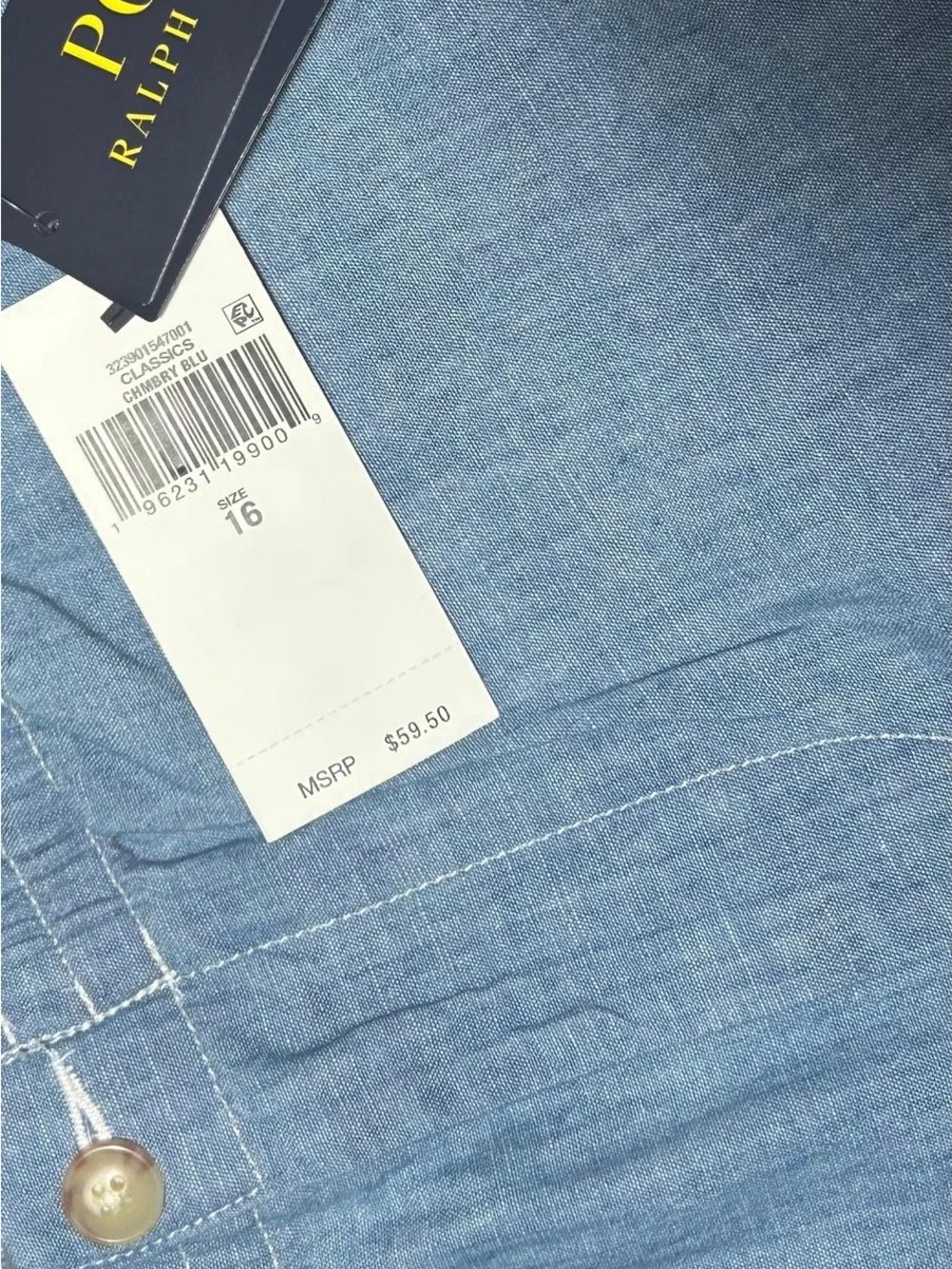 Ralph Lauren Light Blue Chambray Elastic-Waist Shorts boys size 16